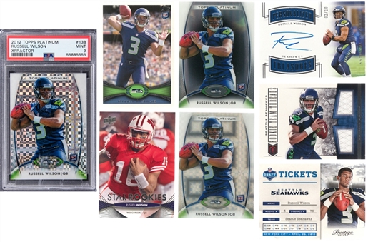 2012-18 Topps & Panini Russell Wilson Card Collection (8) Featuring Multiple Rookies & 1 Signed Card!